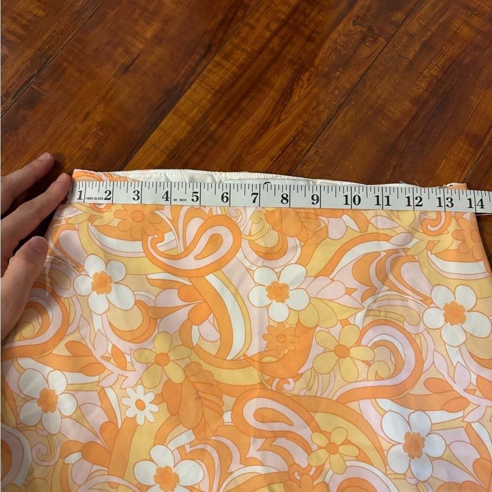 Hollister Women's Lined orange boho 70s Ultra High Rise Floral Mini Skirt small - Picture 12 of 14